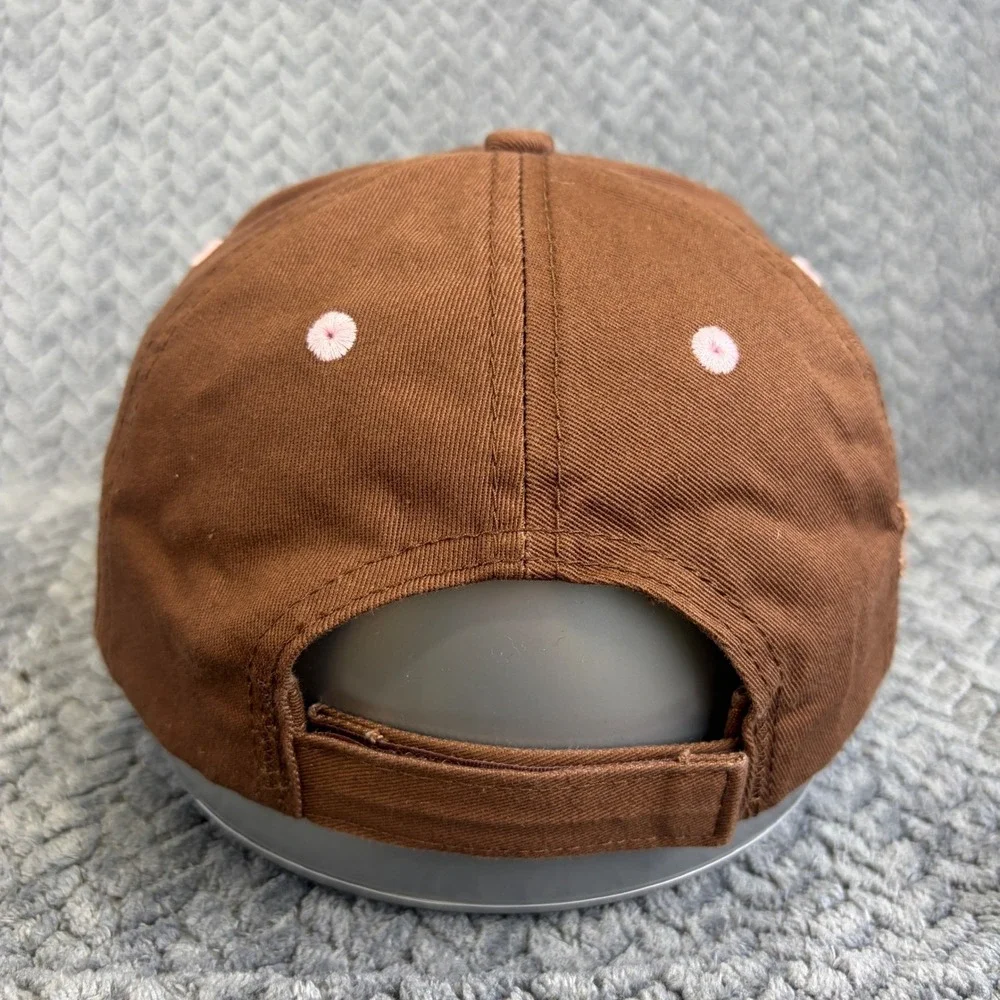 Bass Pro Shops Brown Pink Distressed Embroidered Logo Adjustable Hat Cap